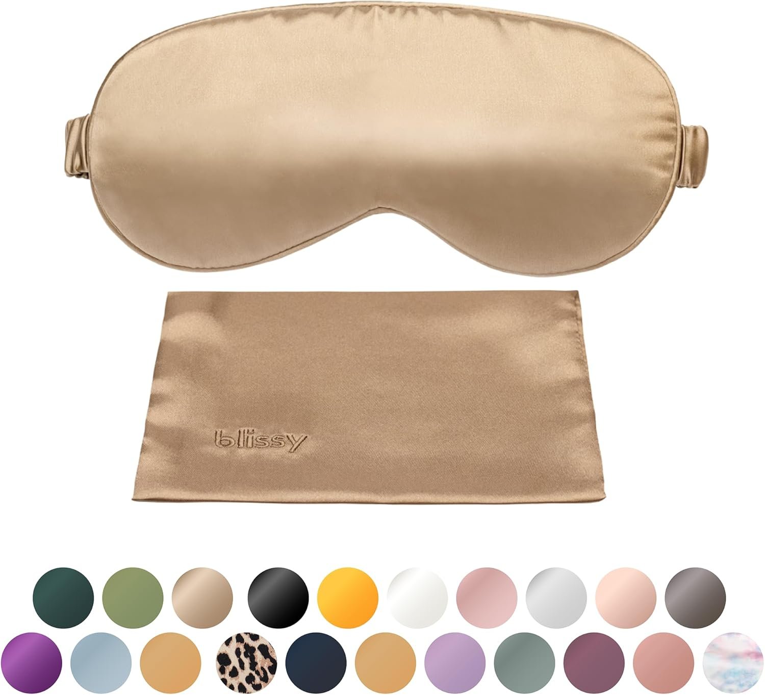 Blissy Silk Sleep Mask – Eye Sleeping Mask for Women & Men for Total Blackout – 100% Pure Mulberry Silk, 22 Momme 6a Fibers – Blindfold Sleep Mask Side Sleeper Eye Cover (Taupe)
