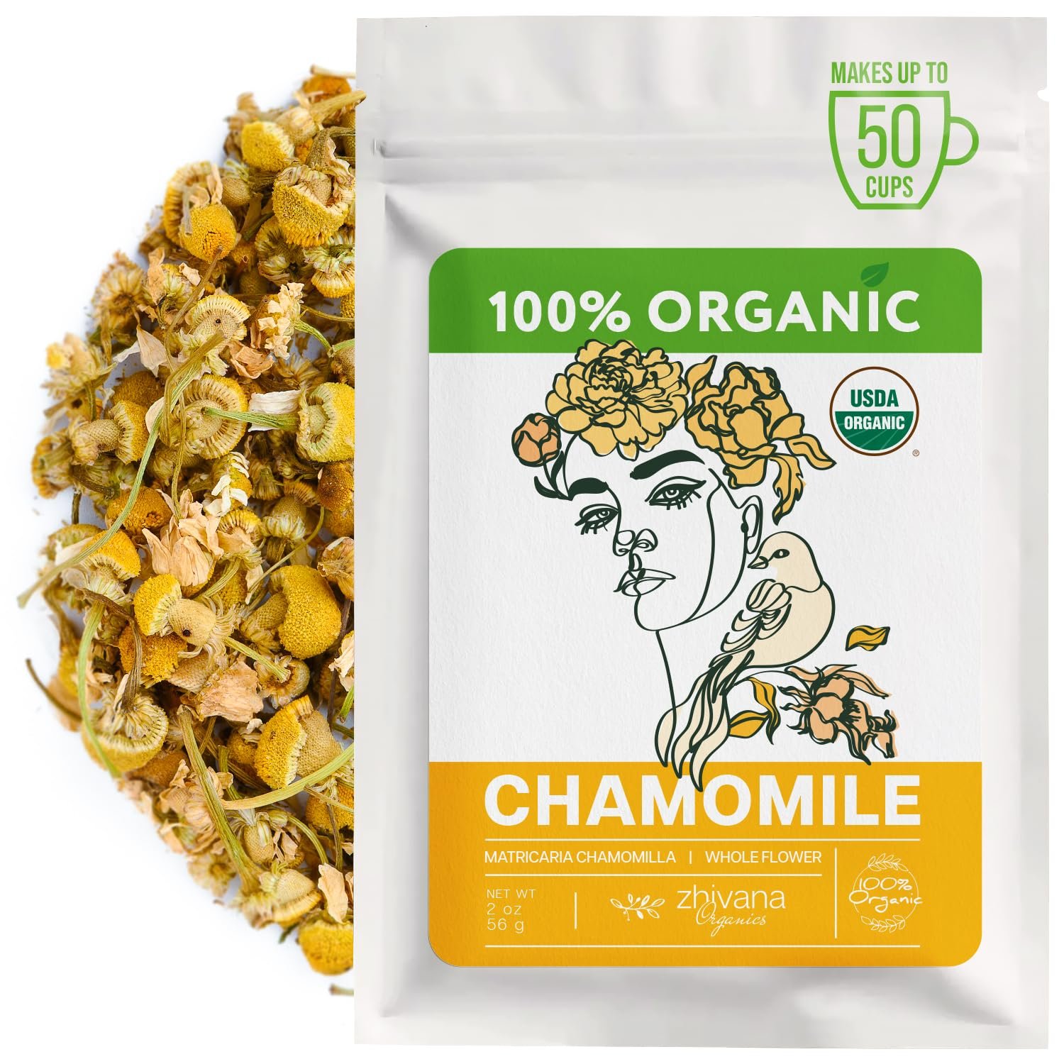 Organic Chamomile Tea Loose Leaf – Manzanilla Orgánica para Té – World’s Favorite Herbal Tea – Sleep, Relaxation, Digestion (2oz.)