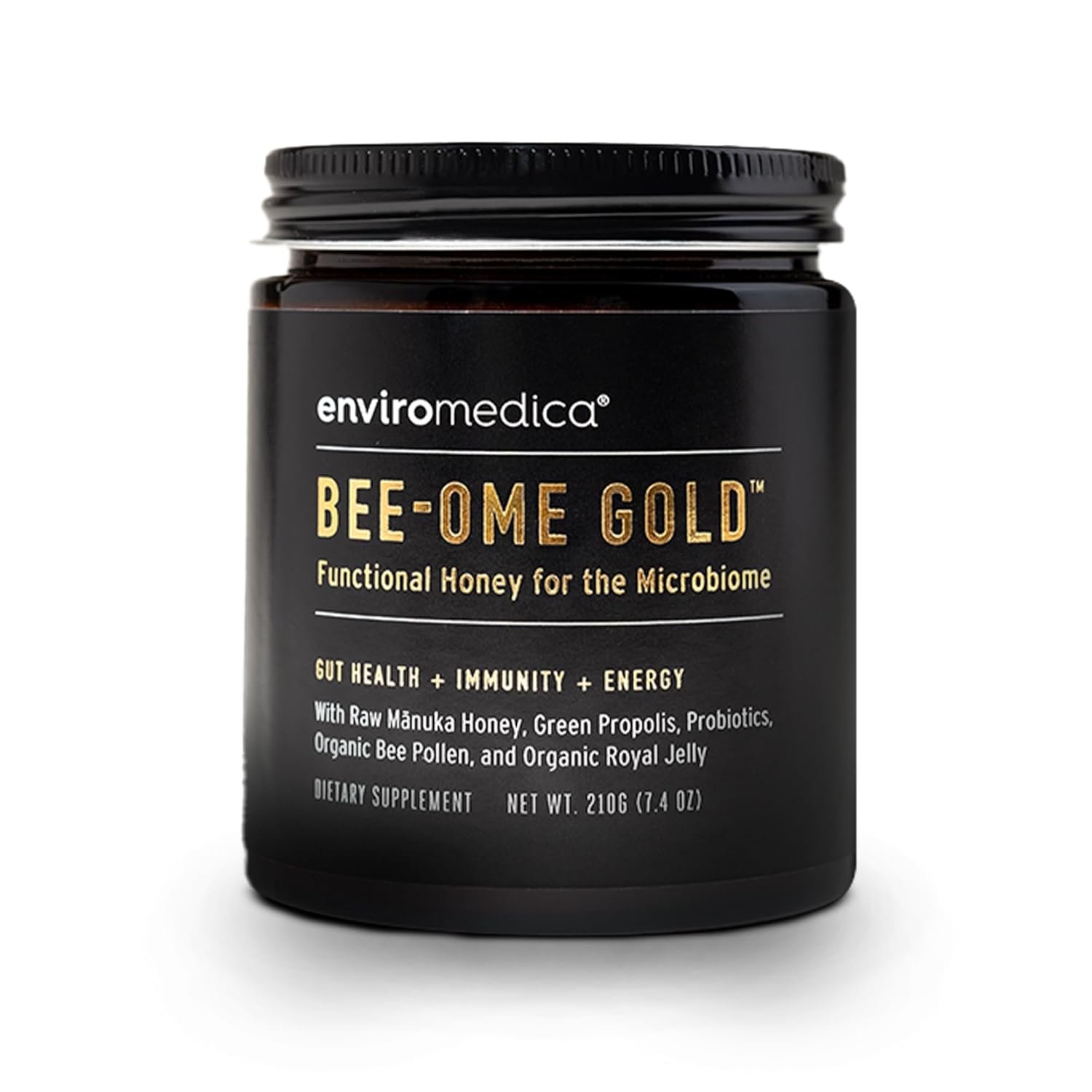 Bee-Ome Gold by Enviromedica – Unpasteurized Raw Manuka Honey with Probiotics, Royal Jelly, Bee Pollen & Propolis, Functional Superfood Honey, 7.4oz