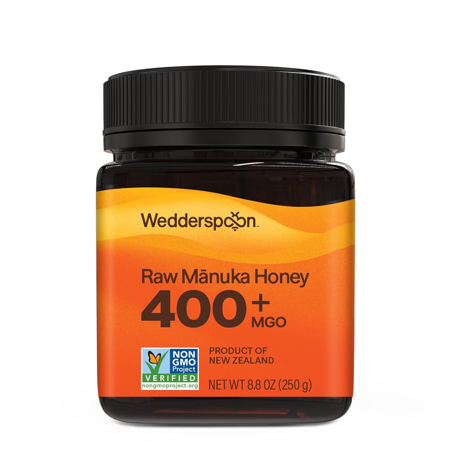 Wedderspoon Raw Manuka Honey 400+ MGO, 8.8 Oz, Unpasteurized New Zealand Honey, Non-GMO, BPA-Free Jar, Superfood & Natural Wellness Support