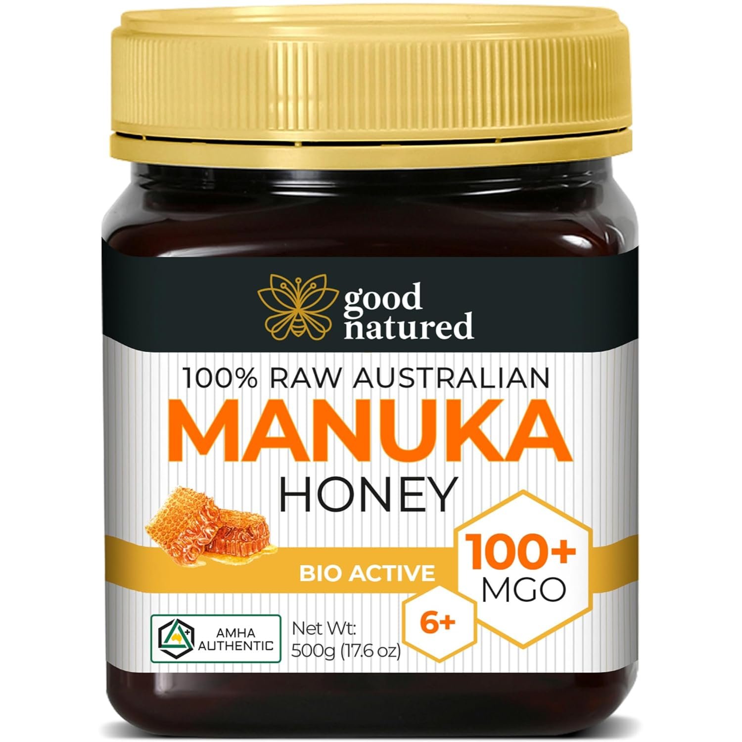 Raw Manuka Honey Certified MGO 100+ / 6+ Manuka With Antibacterial Activity – (NPA 6+) 500g (1.1lb) by Good Natured