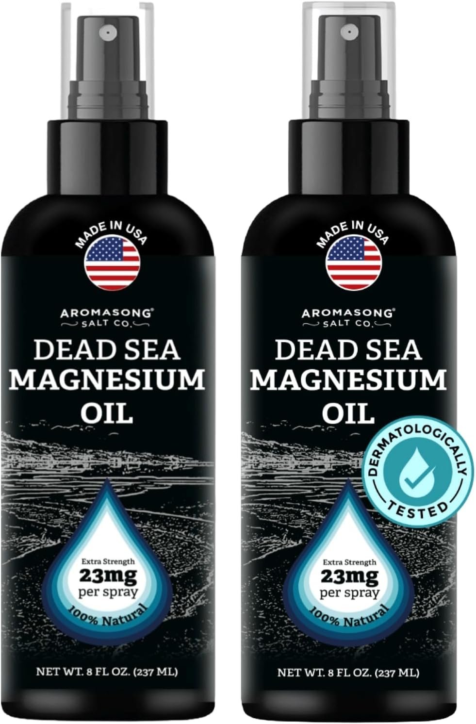 Aromasong Magnesium Oil Spray for Feet & Body – 23mg Magnesium per Spray – Topical Magnesium Spray for Calm Sleep & Leg Discomfort – 2 Pack 8 oz, Made in USA