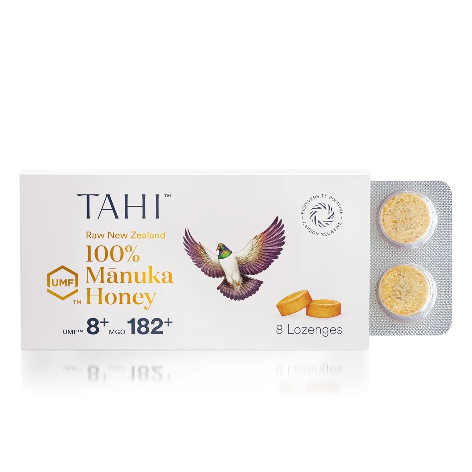 Tahi Pure New Zealand Manuka Honey Lozenges UMF 8+ (MGO 182+) Manuka Honey Drops For Sore Throat Relief & Immune support – Healthy Lozenges made of raw Honey – No Added Sugar – Pack of 8
