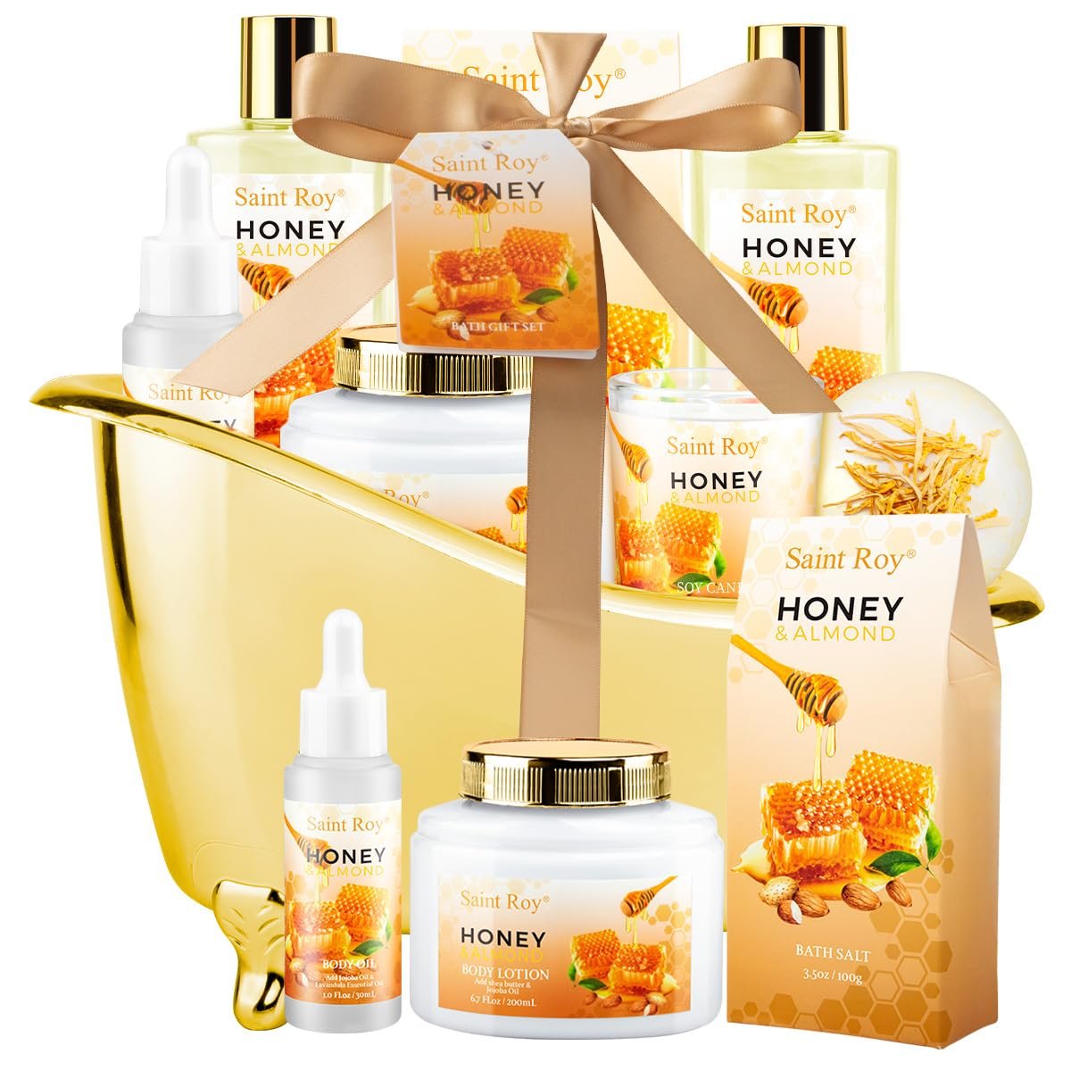 Shower kit gift Birthday Spa Gifts for Women, Honey Almond Bath Gift Set for Women, Spa Gift Basket for Women & Men, Home Spa Gift Set, Self-Care Spa, Bath Gifts Christmas, Mother Day, Anniversary