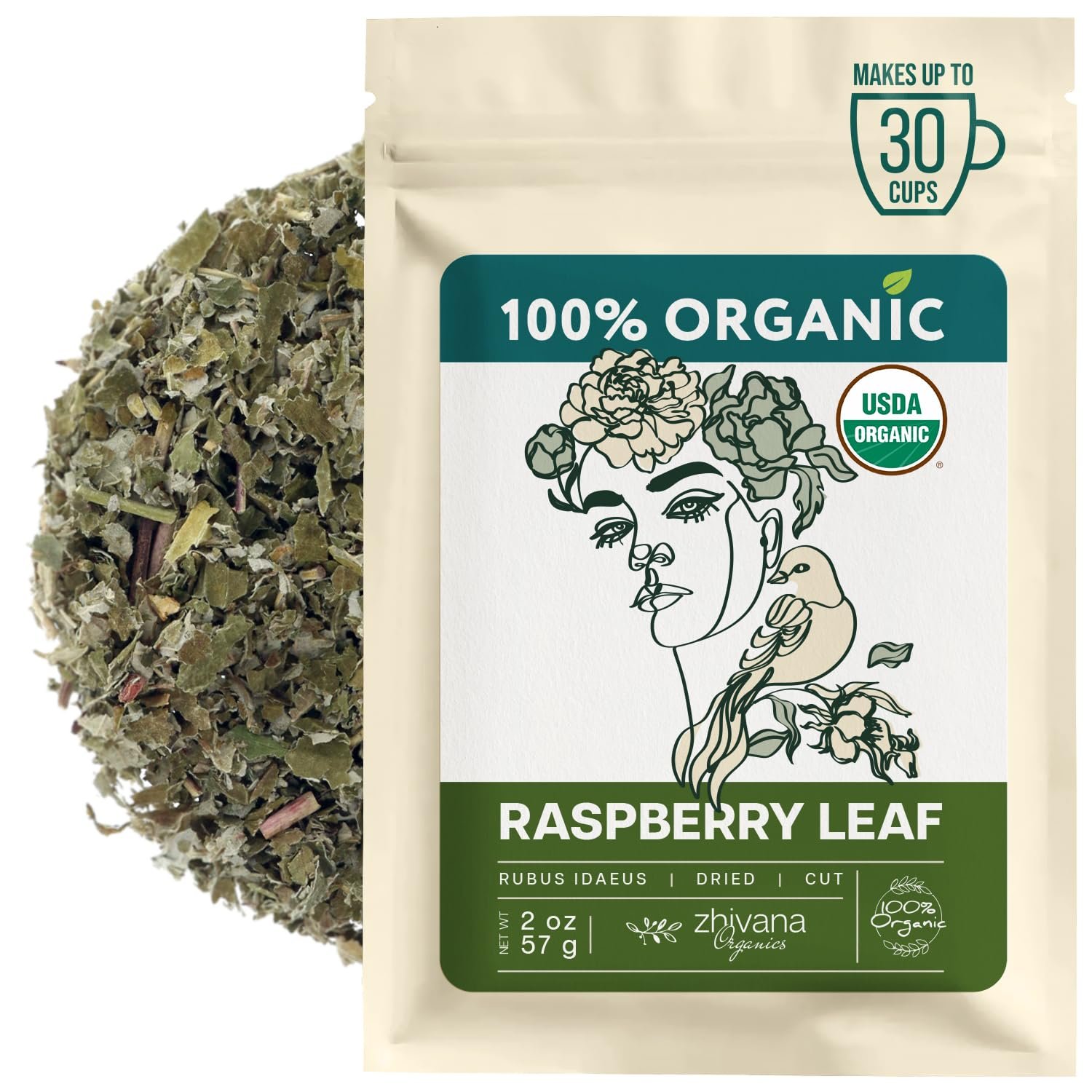 Red Raspberry Leaf Tea Organic – Loose Raspberry Leaves for PMS Symptom Relief, Healthy Women’s Cycle, and Reproductive Health – 2 Ounces