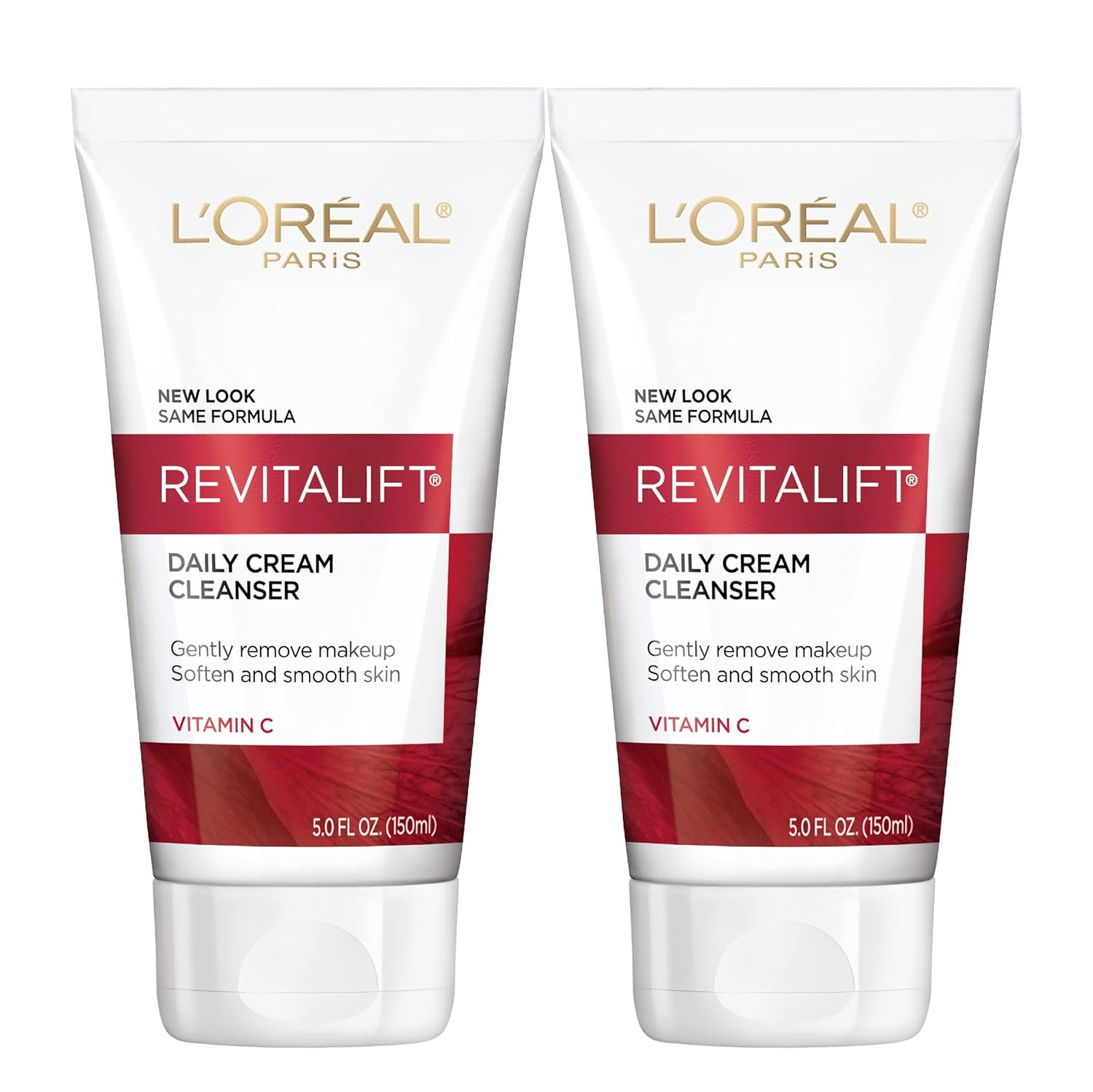 L’Oreal Paris Revitalift Daily Cream Cleanser, Gentle Makeup Remover Face Wash with Vitamin C 5 fl. oz (Pack of 2)