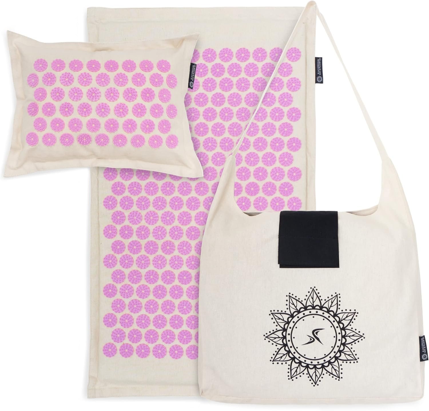 ProsourceFit Ki Acupressure Mat and Pillow Set with 100% Natural Linen for Back/Neck Pain Relief and Muscle Relaxation
