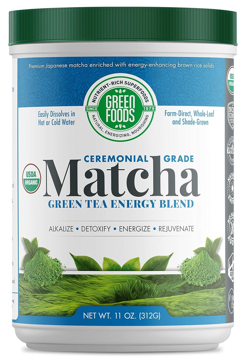Green Foods Organic Ceremonial Grade Matcha Green Tea 11oz – First Harvest, Farm-Direct