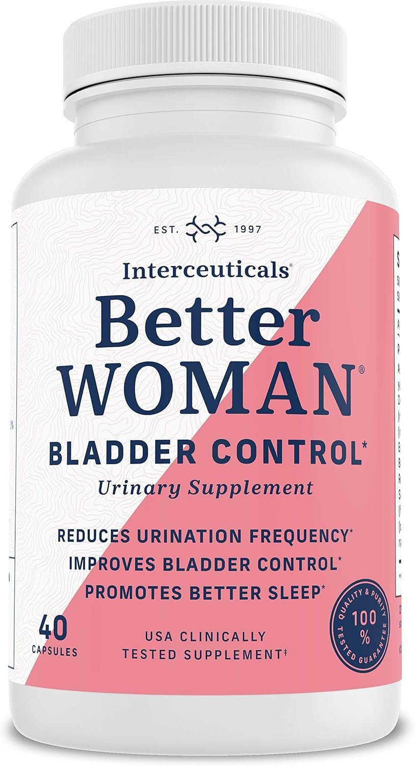BetterWOMAN Bladder Control Supplement for Women- Helps to Reduce Bathroom Trips – Sleep Better at Night –Reduce Urgency and Occasional Leakage* – interceuticals (1 Bottle)