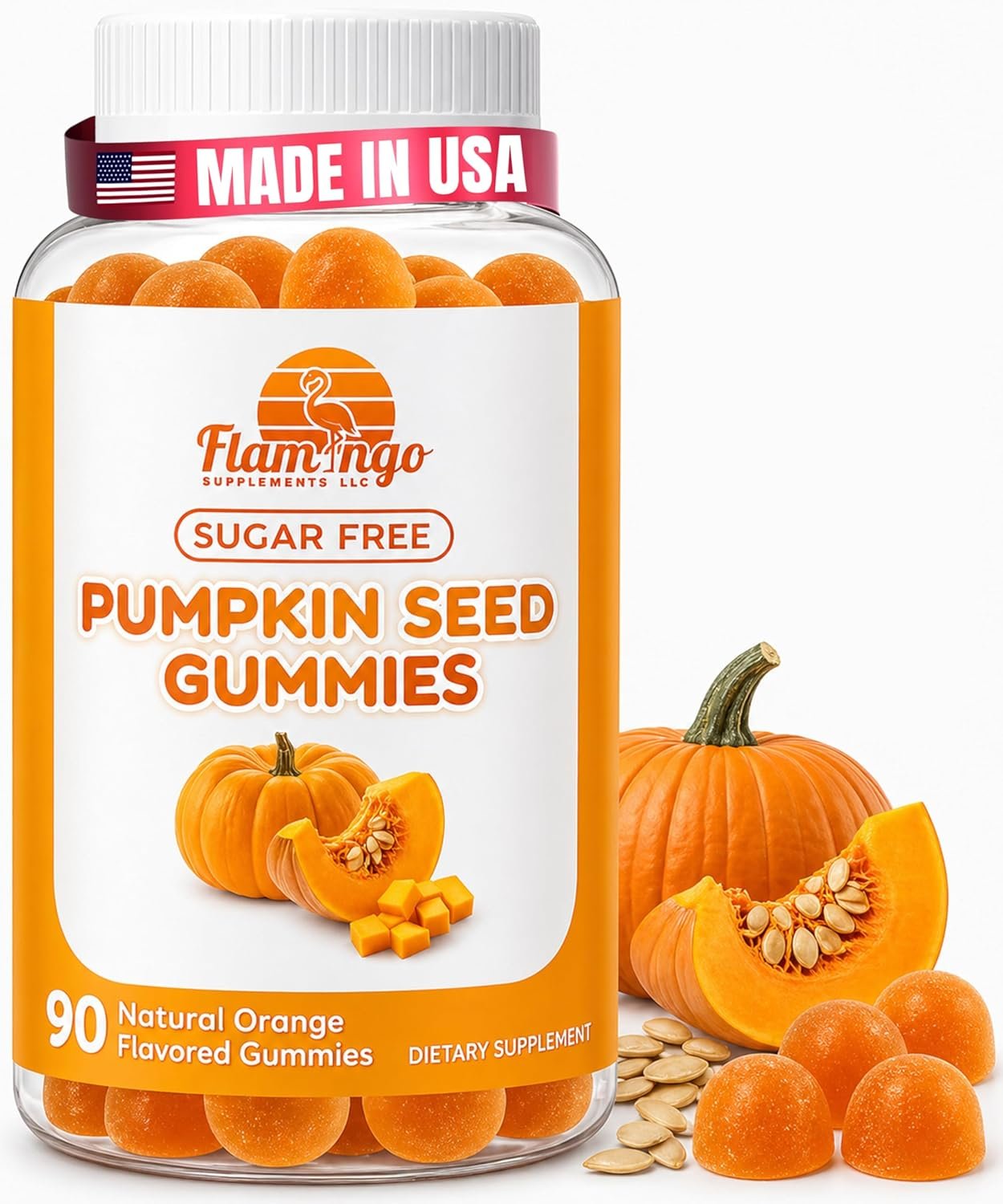Pumpkin Seed Oil Gummies Sugar-Free Naturally Flavored- Pumpkin Seed Oil for Hair Growth, Bladder, Urinary Tract Support, Young Skin Supplement – Vegan, Halal Pumpkin Seed Extract- 90 Count