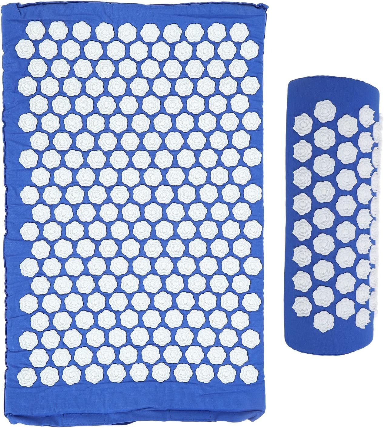 Acupressure Mat and Pillow Set, Acupressure Pad with High Elastic Medical Sponge, Easy Cleaning Acupressure Massage Mat for Muscle Relaxation and Pain Relief, Suitable for Home Travel(RoyalBlue)