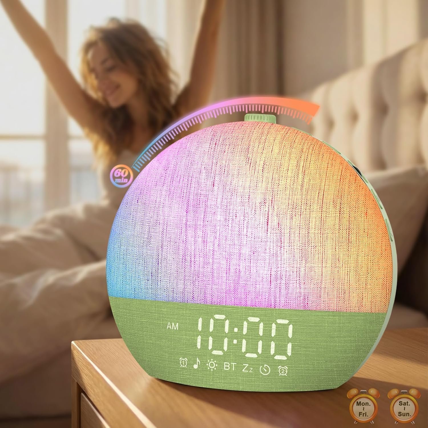 Calm & Gradual Sunrise Alarm Clock: 30‑Min Slow‑Rise Natural Wake Up Light – 20‑Level Dimmable Clock for Heavy Sleepers – Ease of Use Sunrise Simulation with 30 Sleep Sounds White Noise Machine