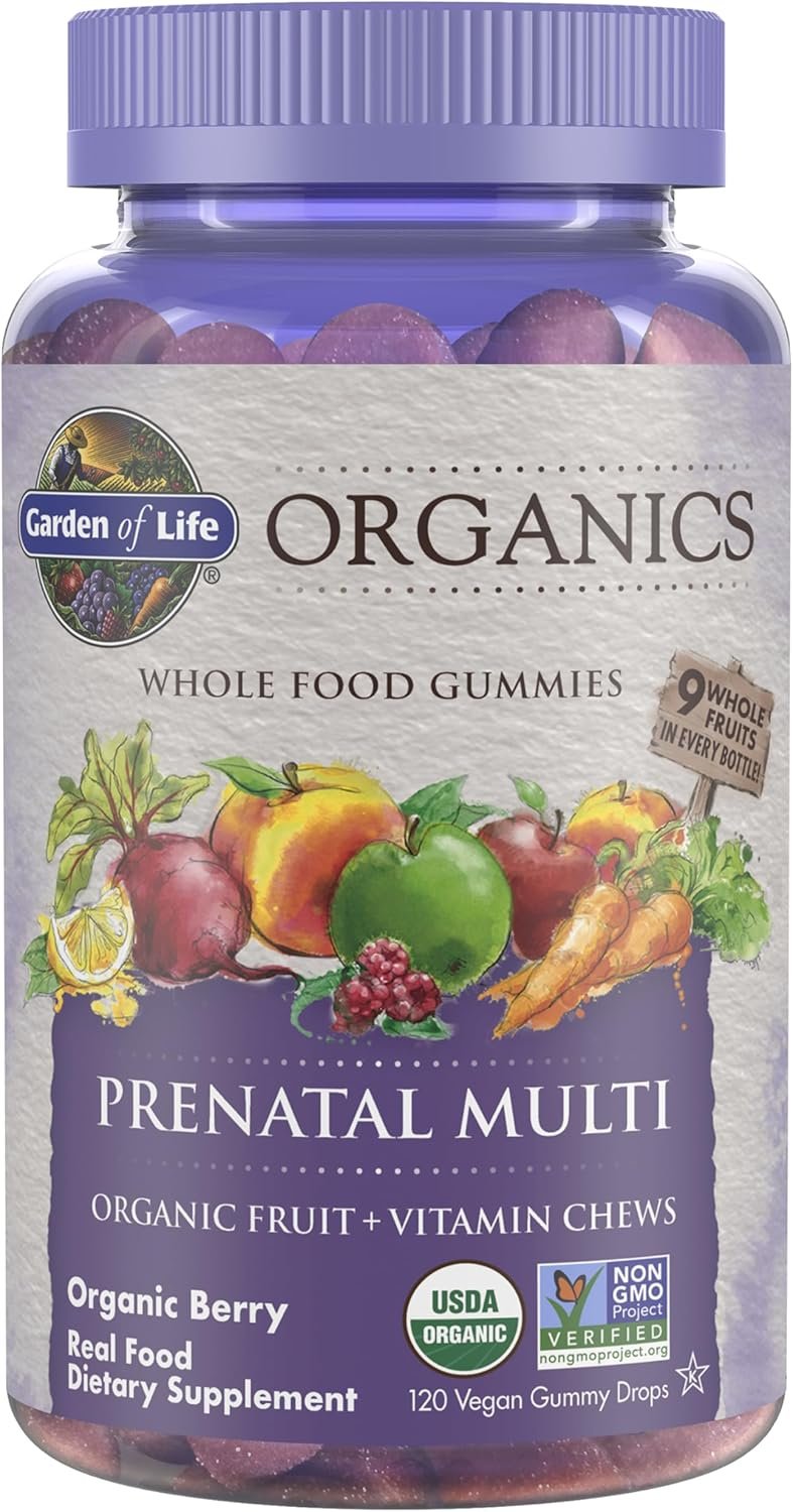 Garden of Life Organics Prenatal Gummies – Prenatal Vitamins for Women with Energy Metabolism Support & Healthy Fetal Development Support, Berry Flavor, USDA Organic, Vegan, 30 Day Supply
