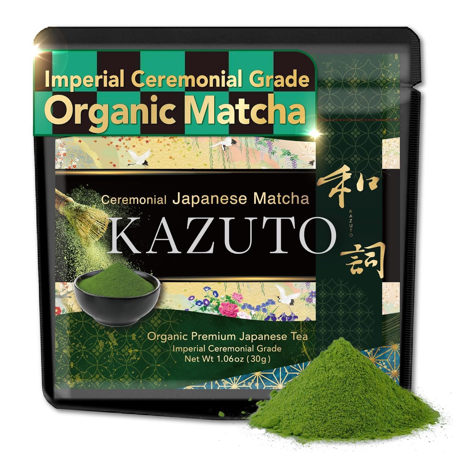 Kazuto Imperial Ceremonial Grade Matcha Green Tea Powder – Premium First Harvest Single Origin USDA Organic Gluten-Free Vegan, 100% Pure Unsweetened No Additives from Shizuoka 1.06oz