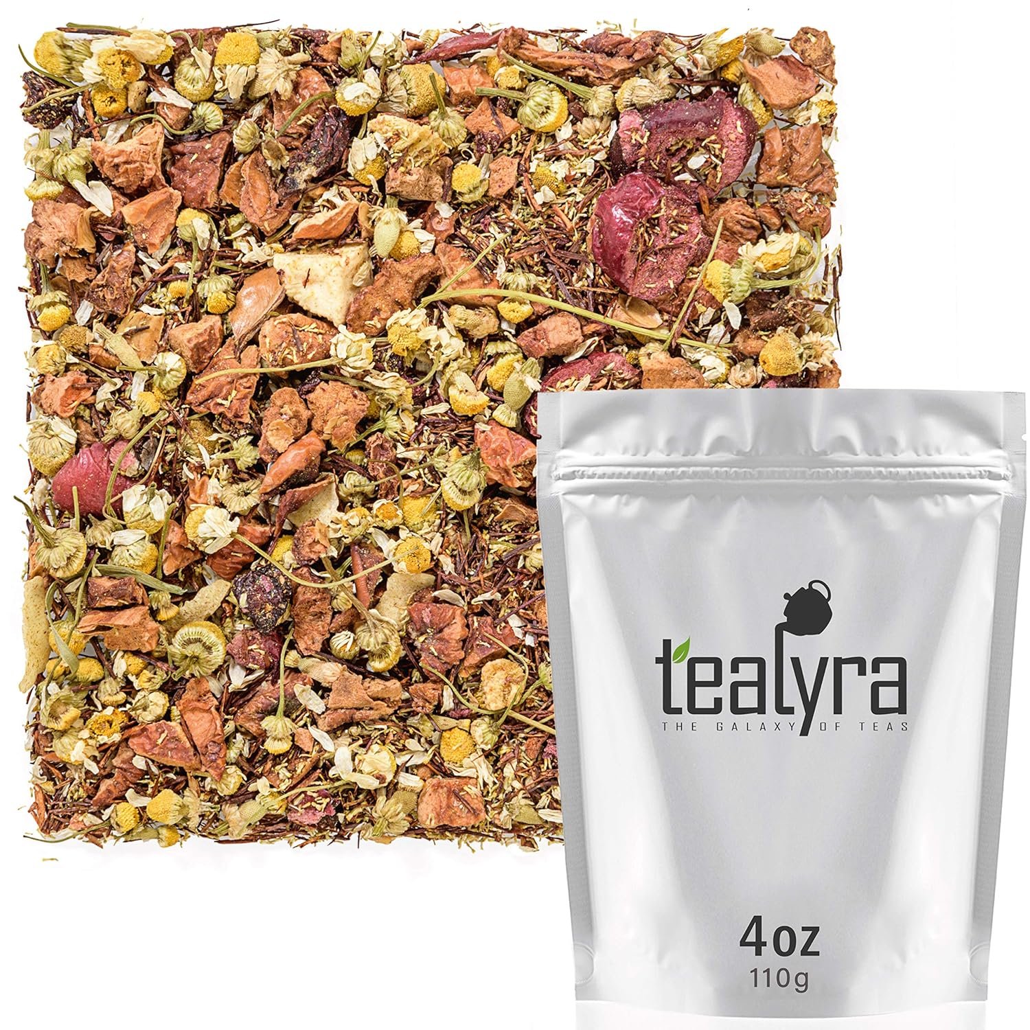 Tealyra – Tranquil Nights – Chamomile Fruity – Herbal Tea – Loose Leaf Tea – Calming & Relax Tea – Caffeine Free – All Natural Ingredients – 110g (4-ounce)